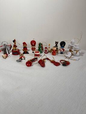 Vintage Christmas Ornaments, wood - toy, soldiers, drummers, instruments, angels